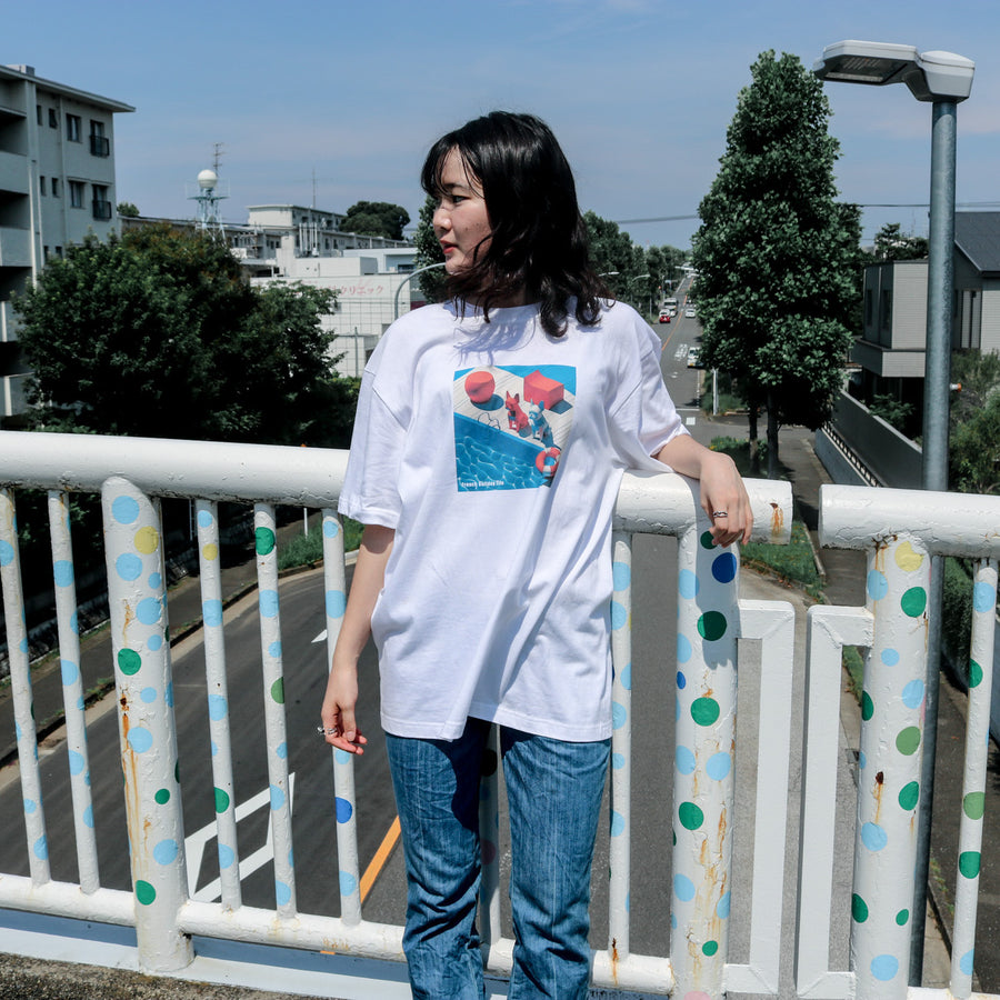 Block FB Swimmer Tshirt -White【夏のTシャツ祭り】